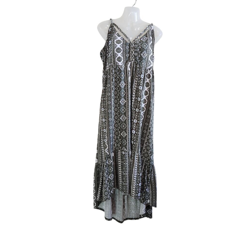 Derek Heart Floral Print Spaghetti Strap Hi Low Maxi Dress Black Size 1X